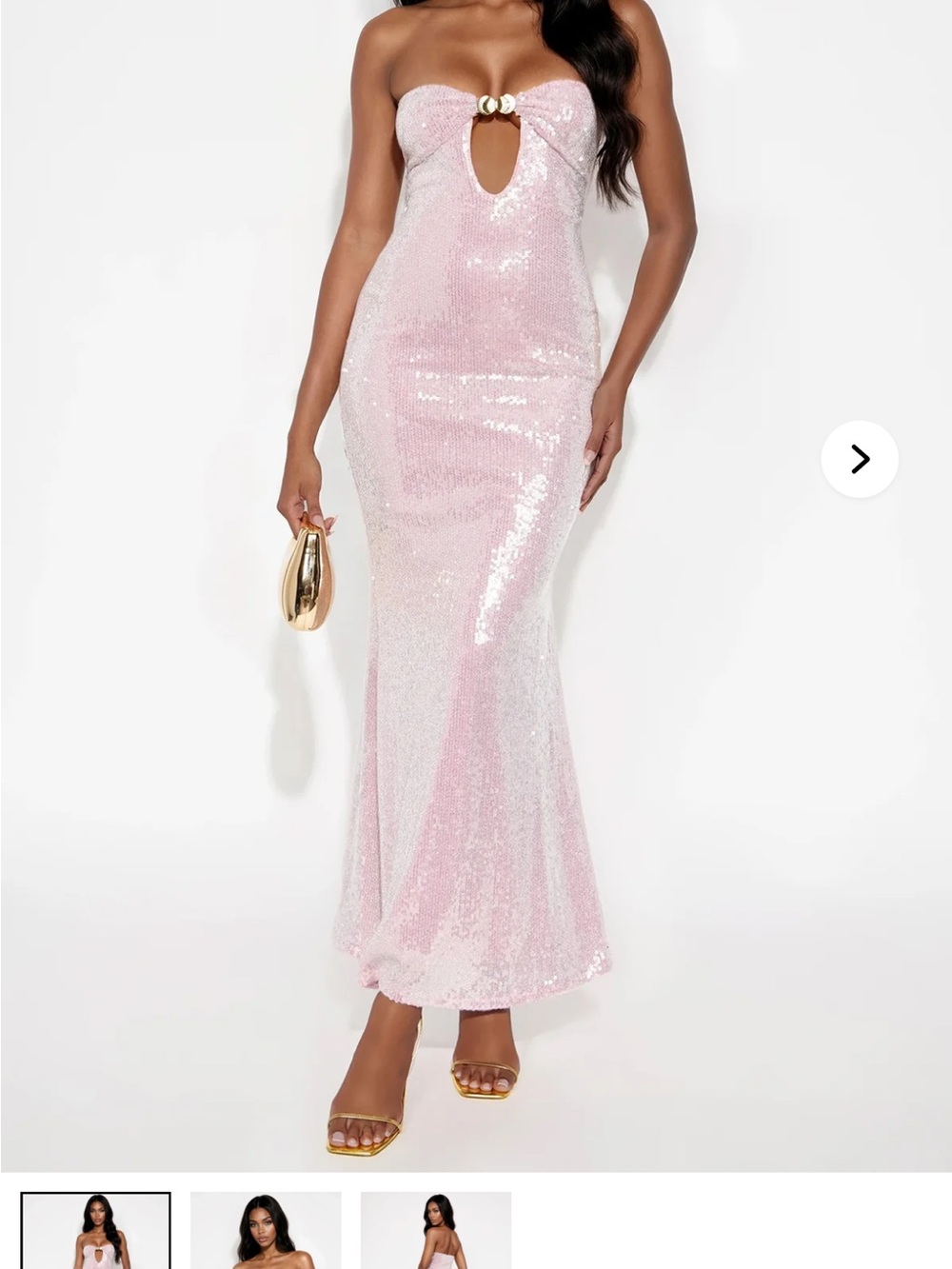 Fashion Nova Mauve Pink Purple Sequin Strapless Maxi Dress